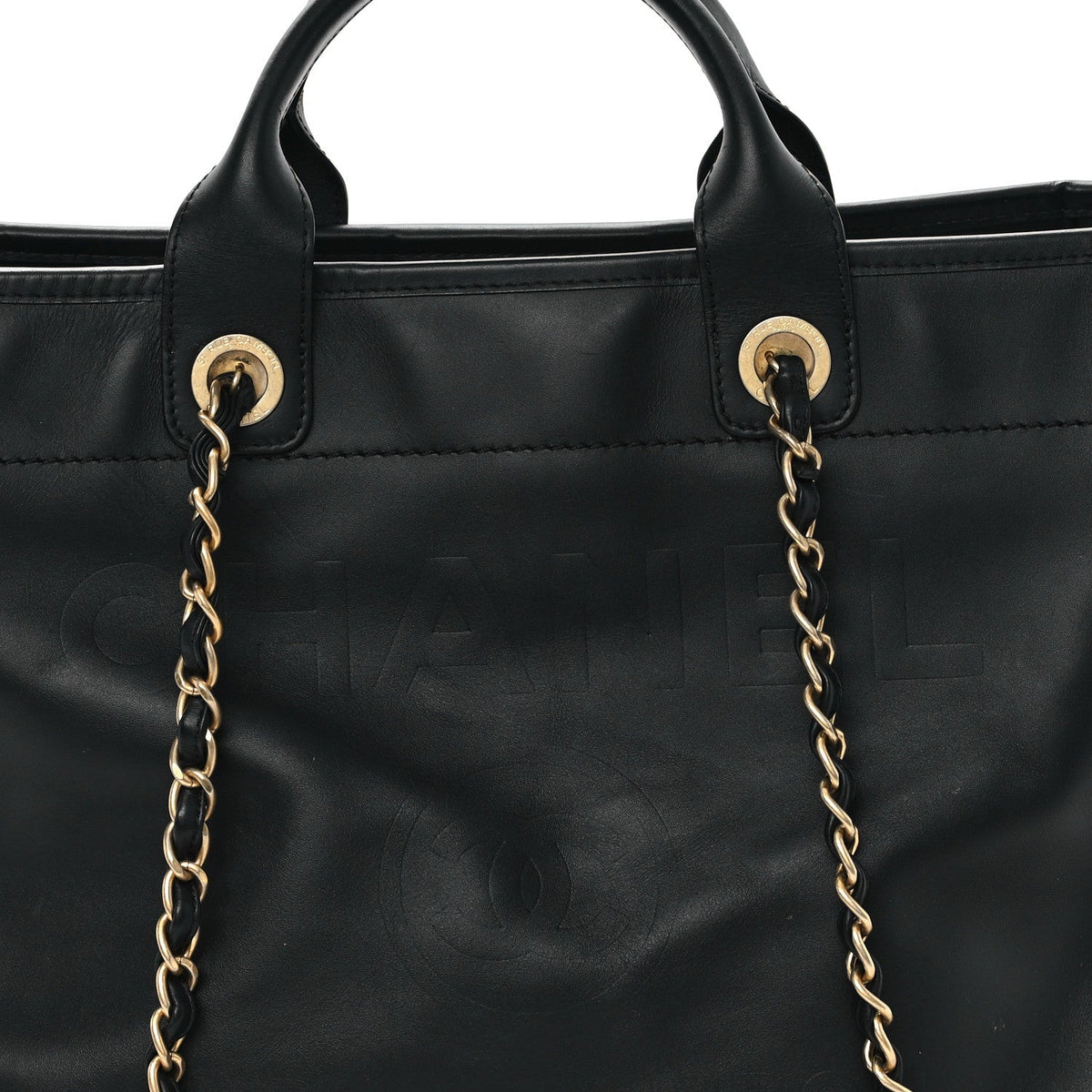Calfskin Medium Deauville Tote Black