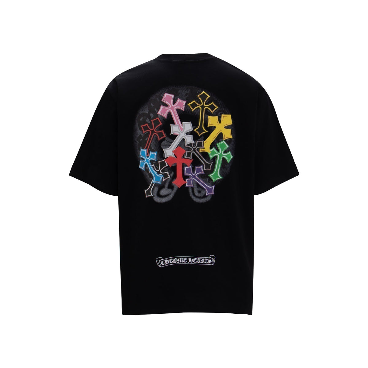 Chrome Heart T Shirts Sanskrit Rainbow Cross Foam Short Sleeve T-Shirt
