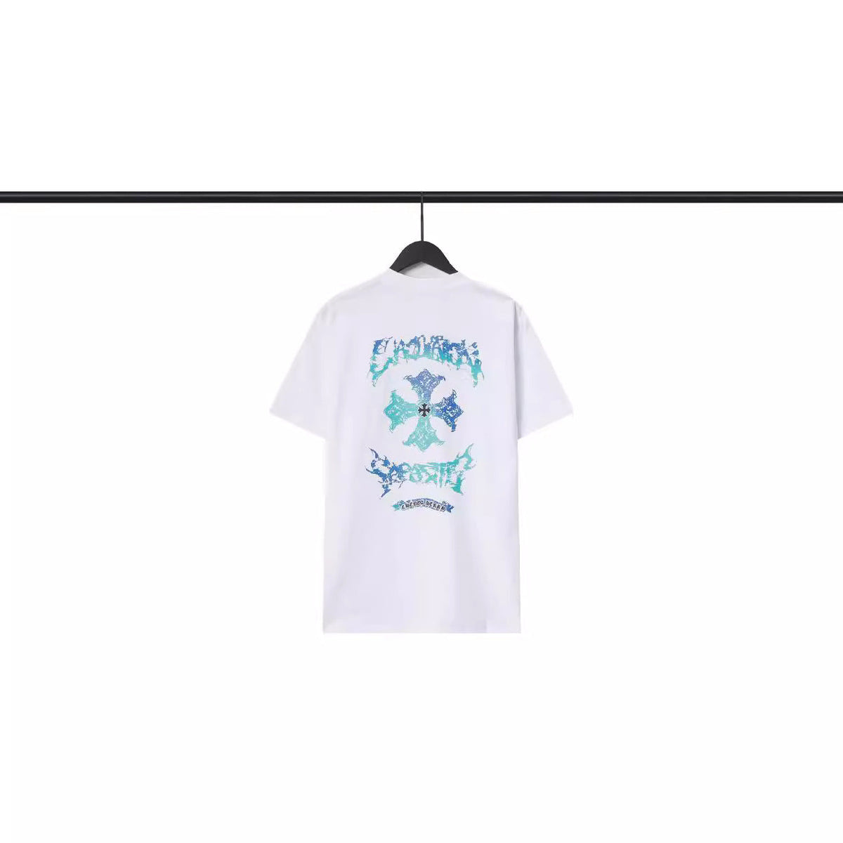 Chrome Heart T Shirts Sanskrit Cross Print Embroidery Loose Short Sleeve T-Shirt